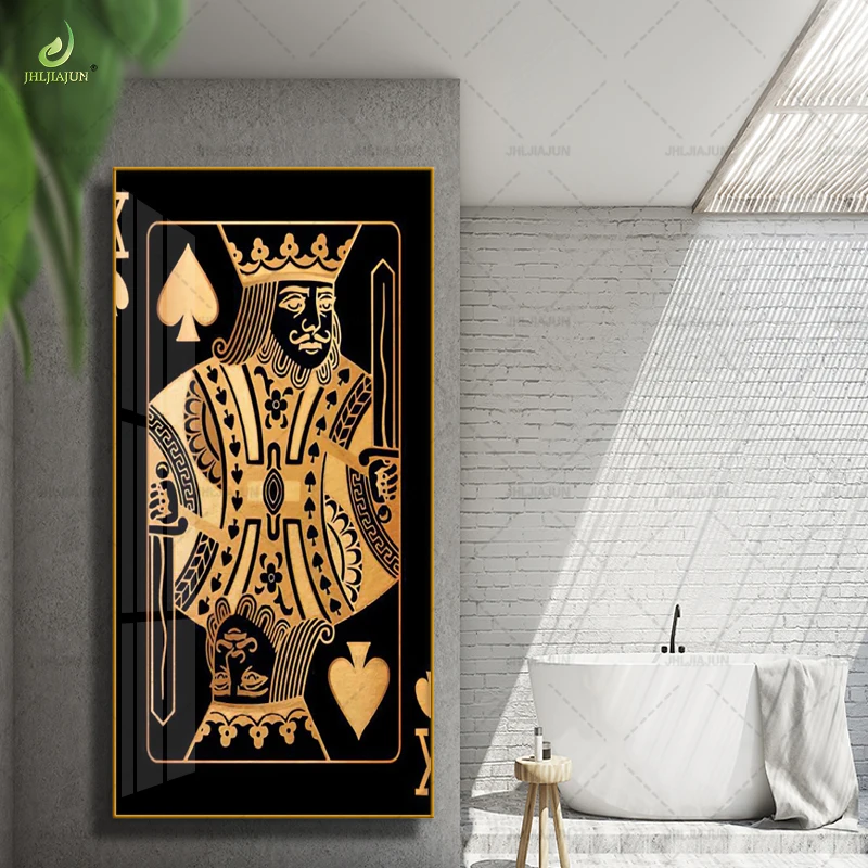 Luxury Decoration HD Printed Canvas Painting Poker Cards Crystal Porcelain Home Decoration and LED Mural Painting