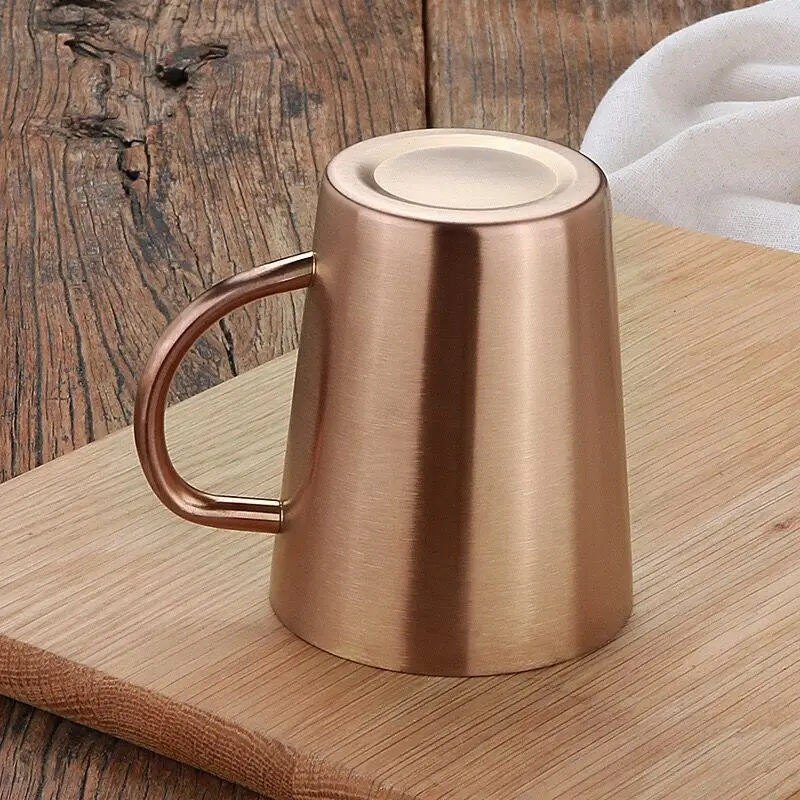 Production of golden 304 stainless steel mug with handle for coffee shop