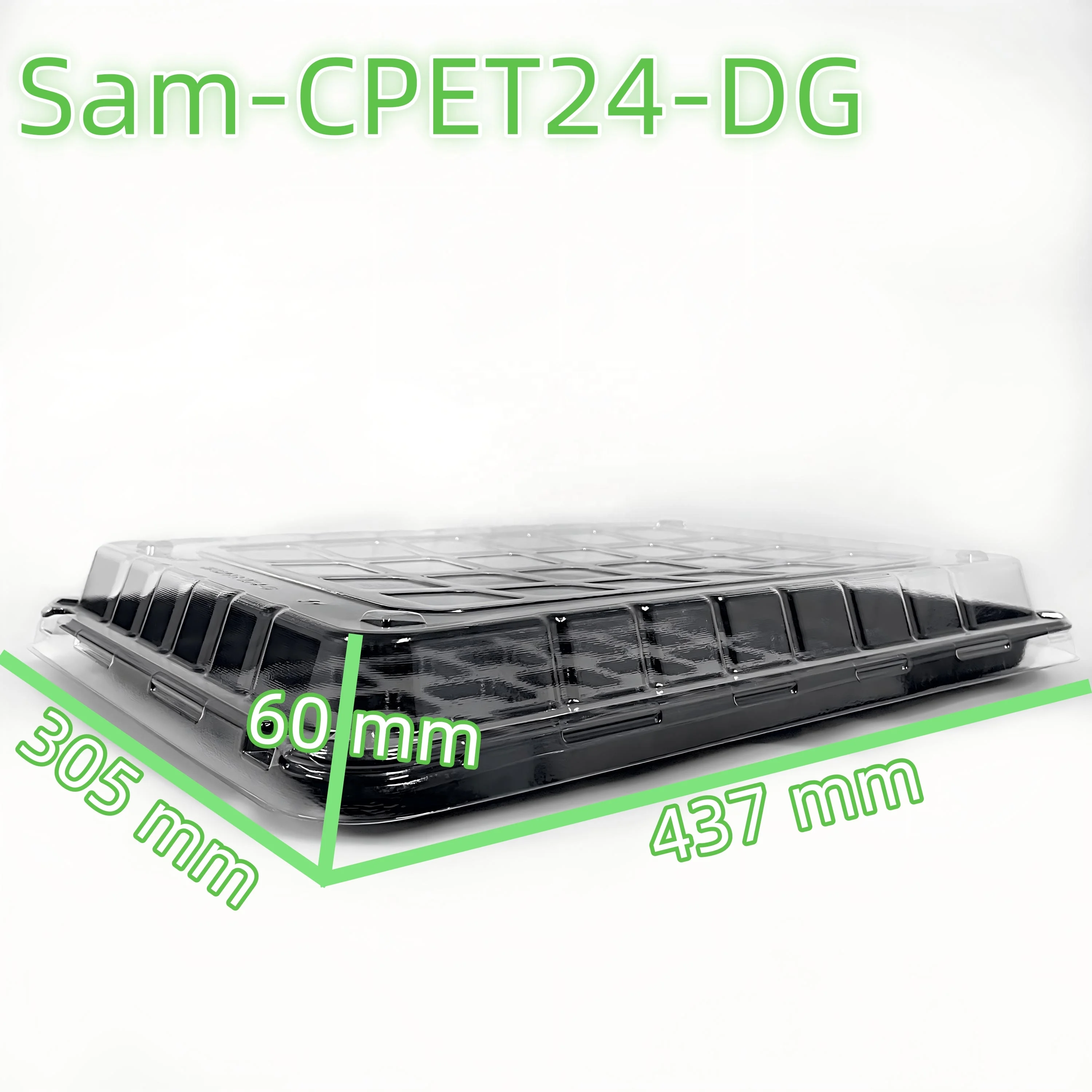 In Stock CPET Disposable Eco Friendly Food Black Plastic Box Packaging Containers Tray With Lid