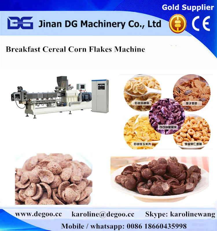 Karoline Choco Flakes Coco Cocoa Ball Breakfast Cereal Snacks Food Extrusion Extruder Making Machine Equipment by DG Machinery