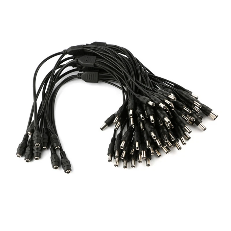 DC Power Splitter Cable DC 5.5mm x 2.1mm Female Jack to 2 Male Plug Y Power Extension Adapter For CCTV Cameras LED Light Strip