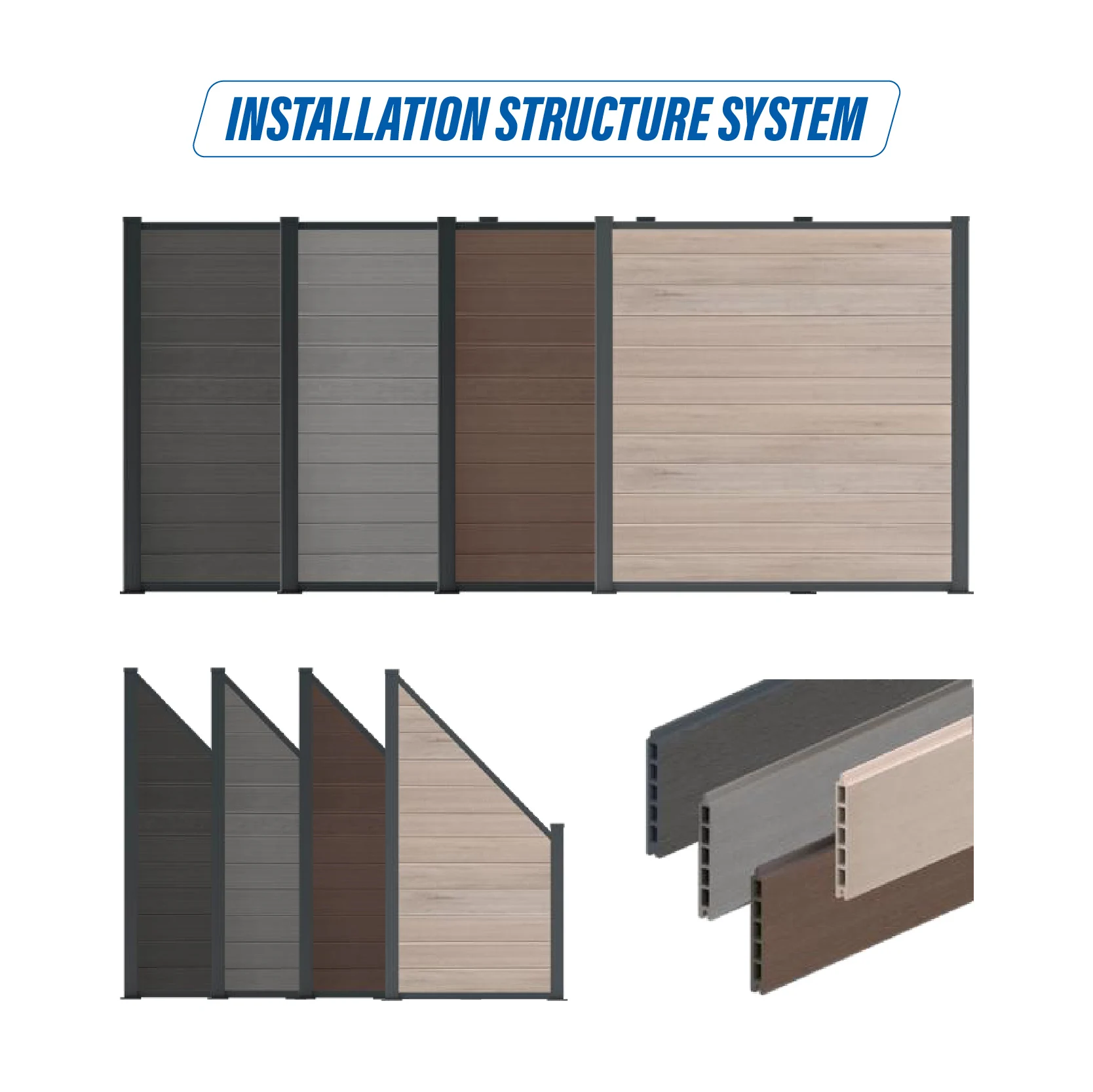 WPC fence boards Occultation wpc kit lamelle rigid panels for metal aluminium  frame better than pvc fence