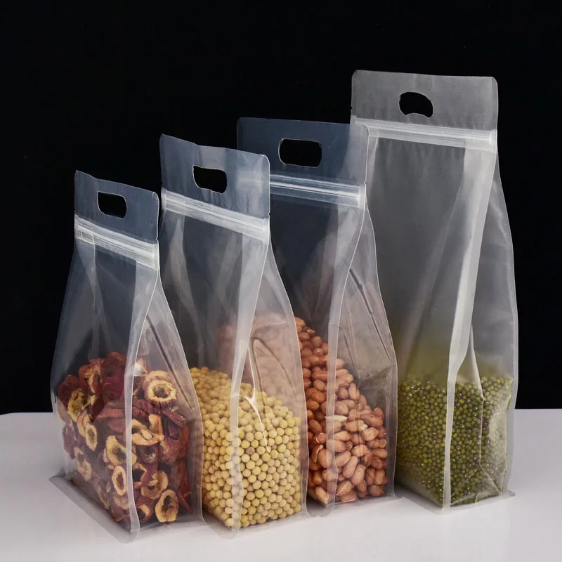 Matte Frosting Moisture-Proof Transparent Poly Zipper Bag Food Grade PP for Rice Cereal Flat Bottom Reusable Coffee Bag