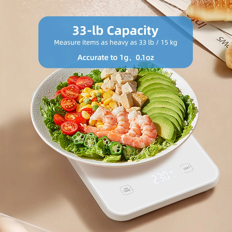 Nutrition Data Analysis Digital waterproof ultra-thin tempered glass electronic weight kitchen scale