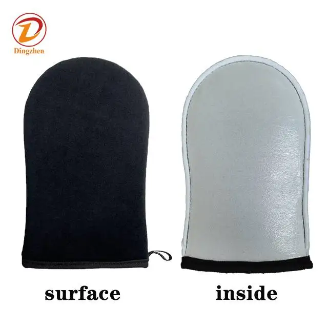 Black Soft Velvet Self Tanning Mitt Washable Self Tanner Applicator Mitt Use with Tanning Lotions Mousse Sprays