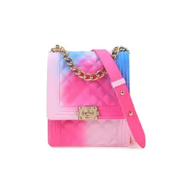 2020 China designer wholesale purse cross body bags women Pvc chain bag sling bag rainbow jelly candy purses