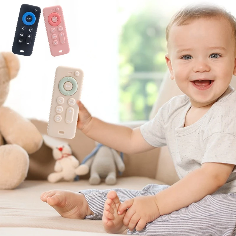 Hot Sale BPA Free Cartoon Rod Kids Cute Baby Chew Soft Silicone Teether Toy Remote Control Teething Toy