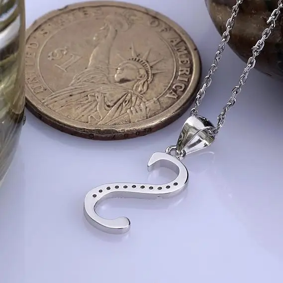 R.GEM. Girl Gift Fashion Simple Chic Jewelry Personalized S925 Sterling Silver Cubic Zirconia Initial Letter Pendant Necklace