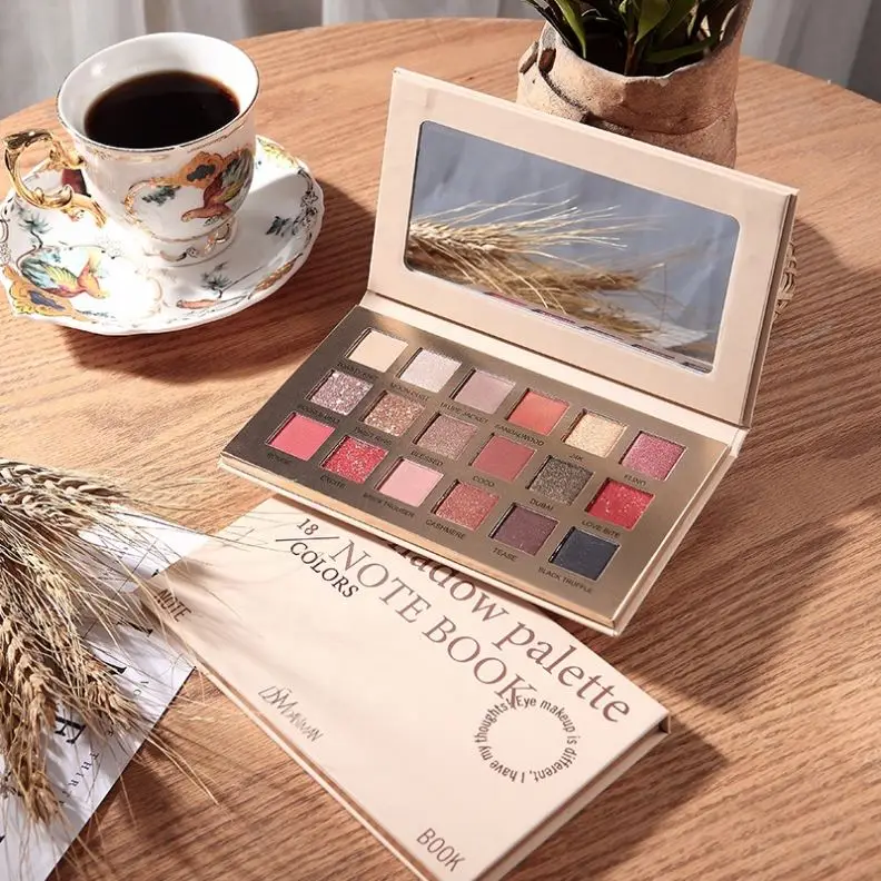 Note Book Design 18 Colors multi-purpose Makeup Highlight eye shadow blush Pallet With cosmetic mirror