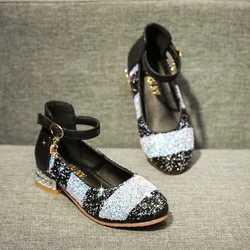 hot selling 2021 spring and Summer Girls Princess Sandals rainbow Sequins High Heels shoes party dressy shoes kids