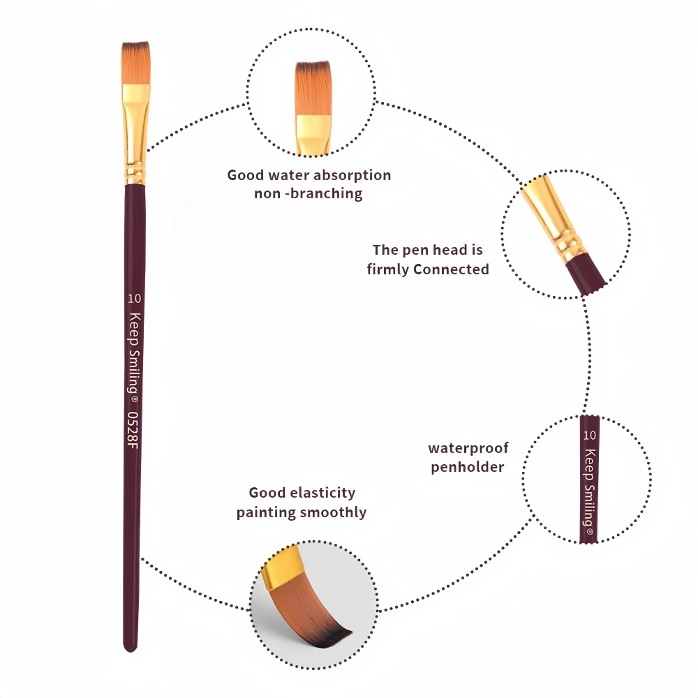 Keep Smiling Art Supplies 3pcs Artist Watercolor Oil Painting Brushes For Art Drawing Painting