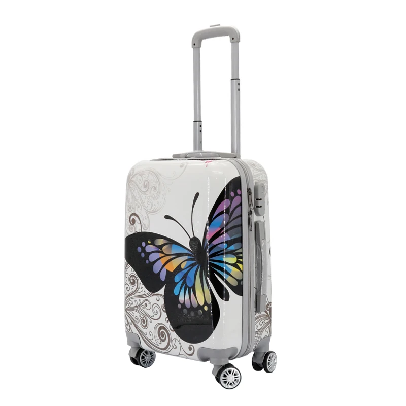 China Supplier Wholesale ABS+PC Travel Printed Luggage Set Customized Trolley Suitcase Set
