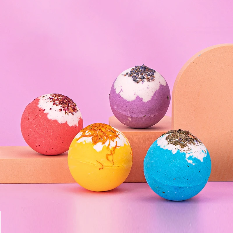 Wholesale private label 100g Supplies bubble bath bomb aromatherapy spa gift set Natural Organic Bath Bombs balls packaging