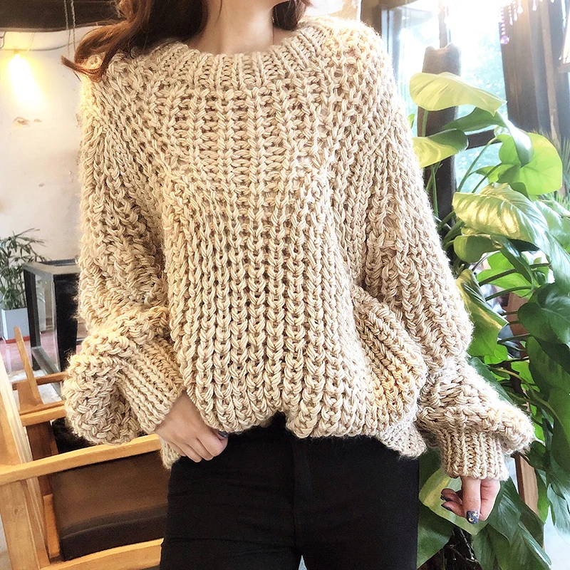 Chinese Factory Oem Odm New Arrival  O-neck High Quality Custom Hand Knit Women Sweater