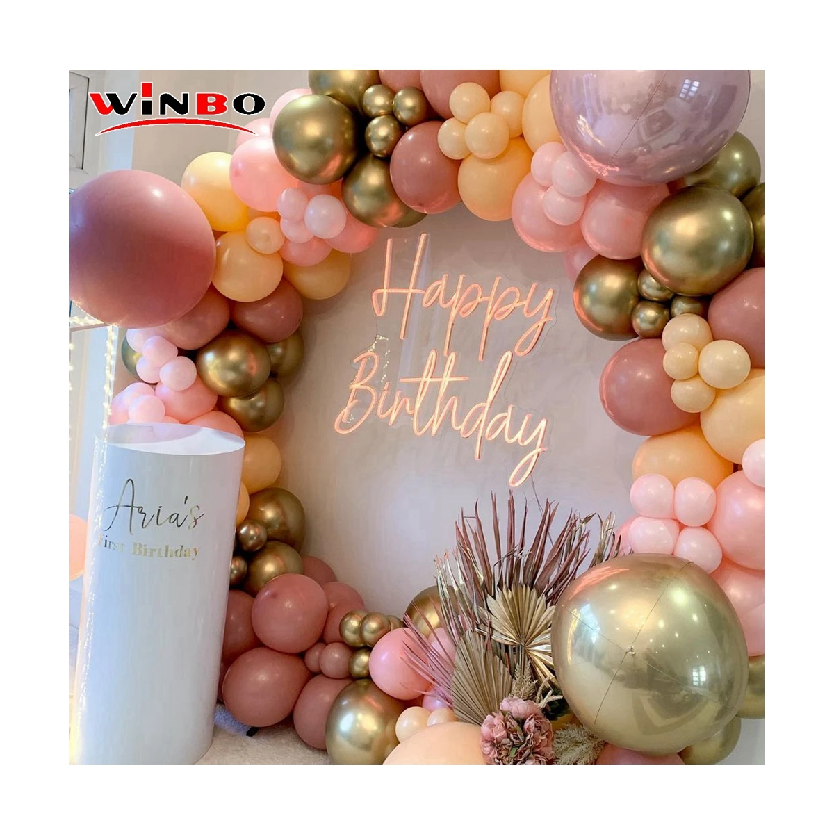 Winbo Hot Sale Rhinestone Letter Wall Decor Free Design Led Light Neon Letters Neon Sign Happy Birthday Neon Light