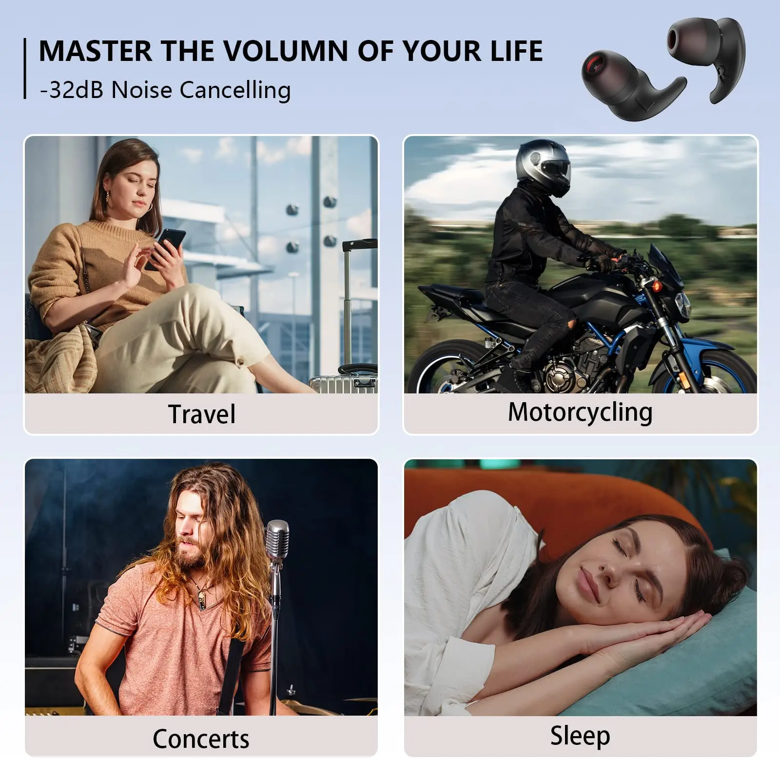 CE Factory Reusable Soft Custom Silicon Earplugs Noise Reduction Function Concert Music Discos Safety Hearing Protection Feature