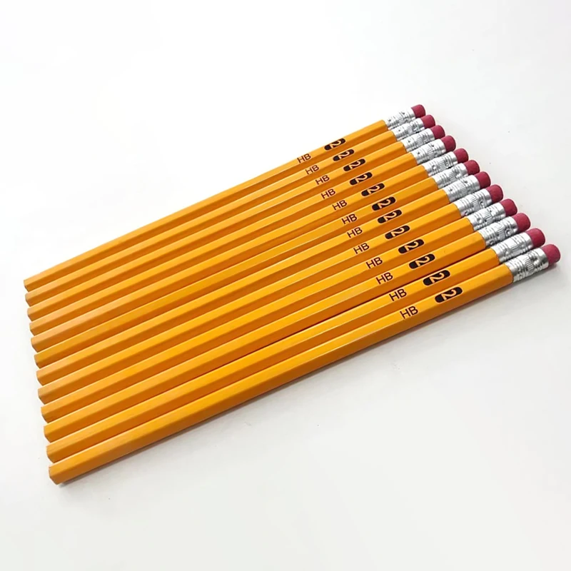 Kids school stationery set custom graphite HB2 pencils wholesale high quality wooden no.2 pencils with logo custom printed