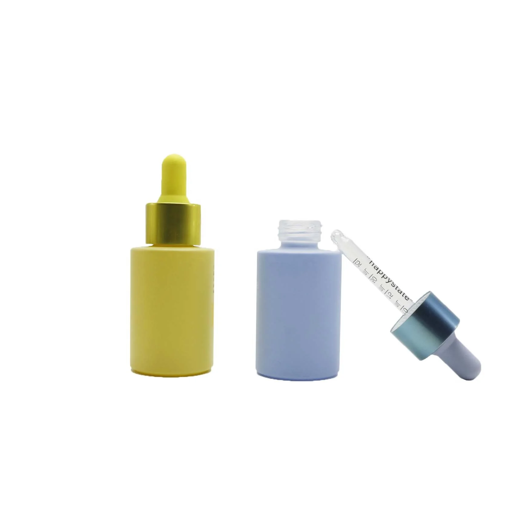 Custom flat shoulder serum essential oil 30ml glass dropper bottles cosmetic packaging GB-122Q