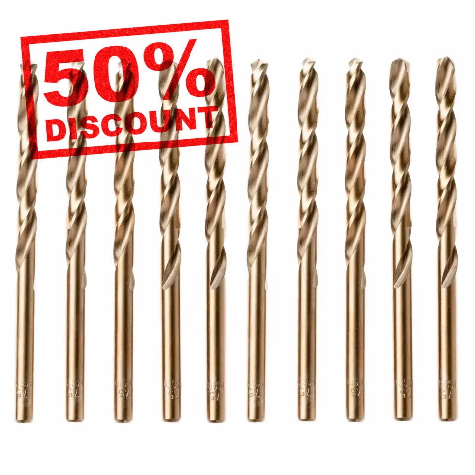 DIN338 Power Tool Accessory HSS Cobalt Jobber Drill Bit 10pcs 5.0mm Twist Drill Bit for Drilling Stainless Steel and Metal