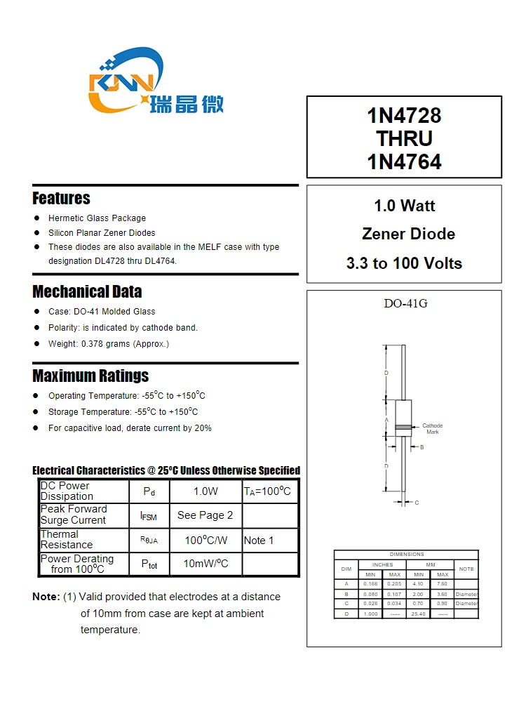 Осевые стабилитрон 1N4728 до 1N4748 DIP, диоды 1 Вт, 2500 шт., стабилитрон DO-41