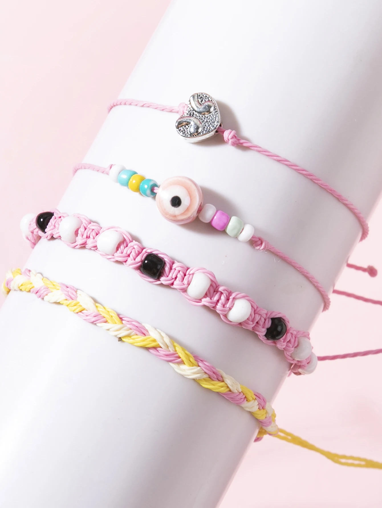 girls Bohemian Beaded Woven Bracelet Rainbow Colorful Braided Rope Bracelet Wholesale