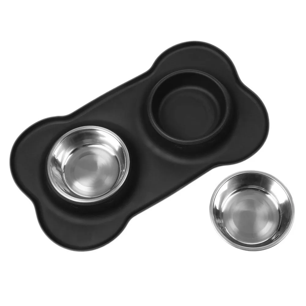 
Dog Bowls Stainless with No Spill Non-Skid Silicone Mat Feeder Bowls Pet Bowl for Dogs Cats and Pets 