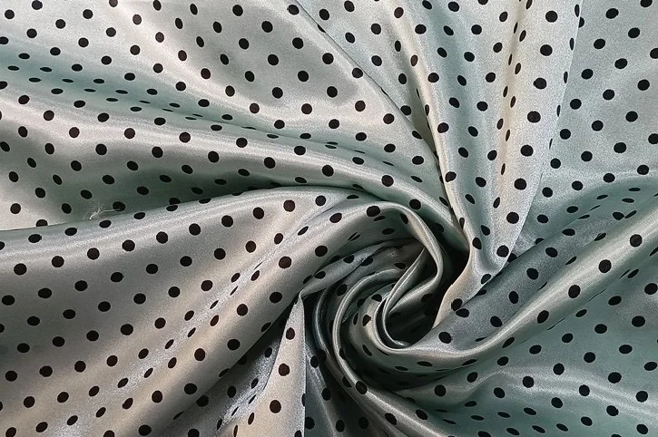 Polka Dot Print Fabric 100% polyester Satin Fabric Silk Fabric For Dress Shirt Manufacturer Wholesale