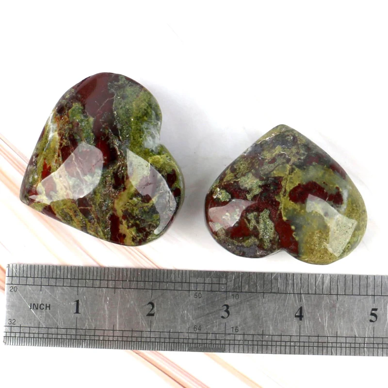 CHUSE Crystal Crafts Natural Dragon Bloodstone Heart Shaped Crystals Healing Stones Heart