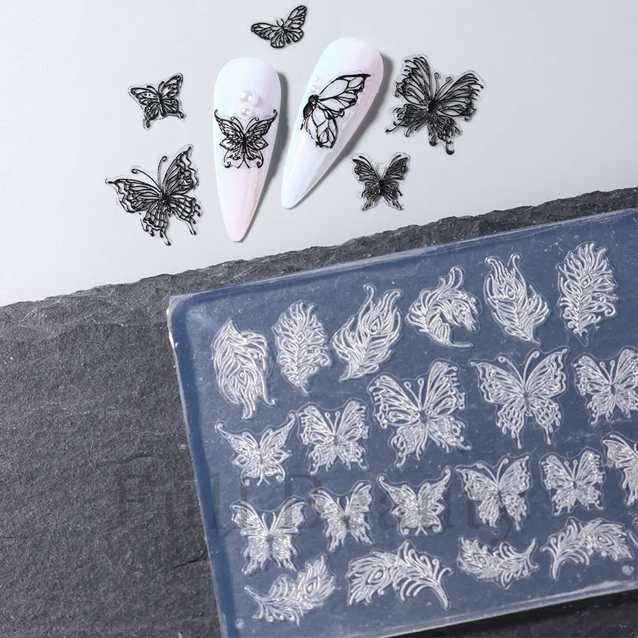 Butterfly Silicone Nail Carving Mold Snowflakes Mould Stamping Plate Durable Gel Print Stencils Varnish Template Manicure Tool