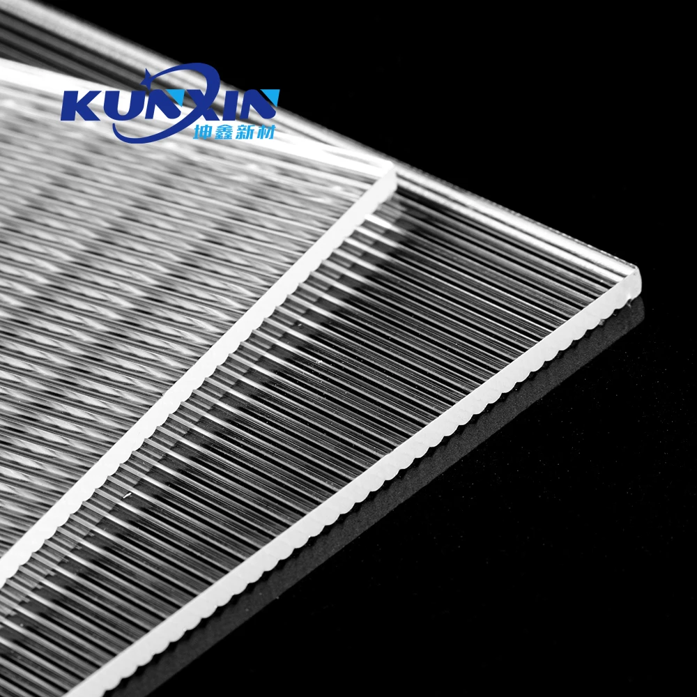 Kunxin 1220x2440mm Decorative Ribbed Texture Acrylic Plastic 1.5mm 2mm 3mm Mini Prism Striped Acrylic Sheet
