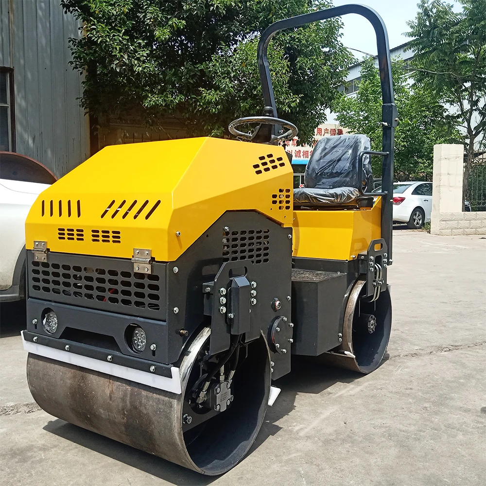 China Luxin Small Tandem Two Wheel Vibrating Drum Ride On 1 Ton 1.5 Ton Hydraulic Road Roller Compactor