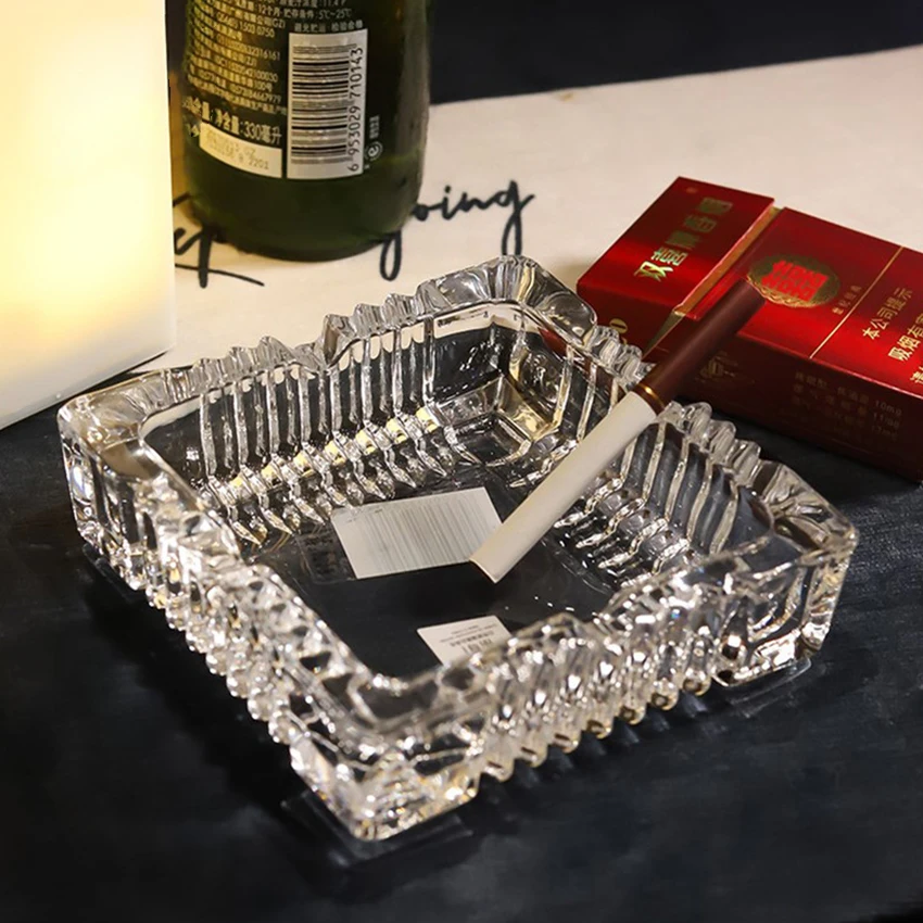 Glass Ashtray living room Home Accessories Bar office hotel large Custom logo Square Small Glass Ashtray