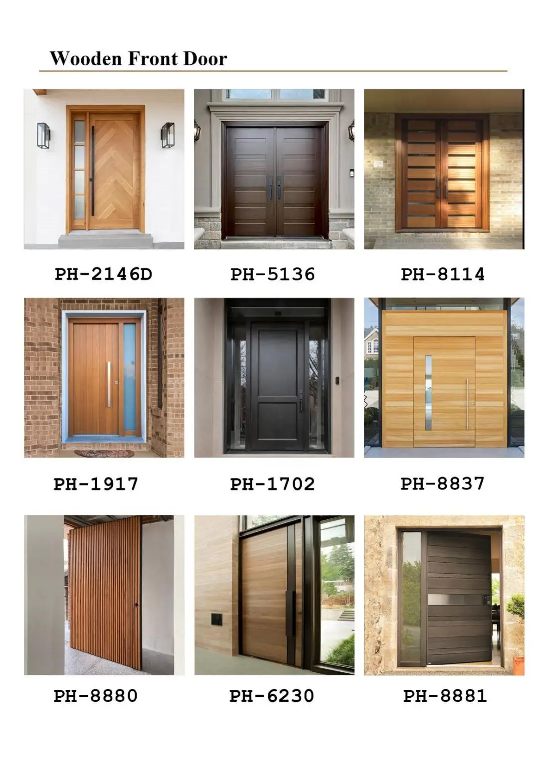 Современный зеркальный дизайн Prettywood, теплоизолированные наружные входные безопасные стальные алюминиевые деревянные входные поворотные двери