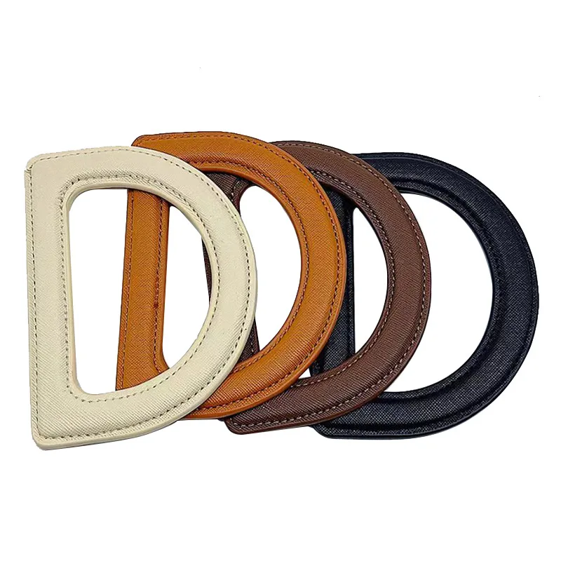 1/2Pcs D-shaped Leather Bag Handle Metal Ring Handbag Handles Replacement DIY Purse Luggage Handcrafted Accessories