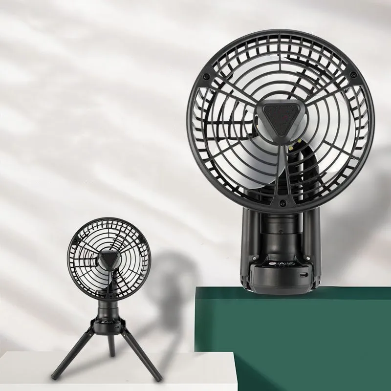 Outdoor folding tripod with battery solar charging fan with lighting system USB camping fan