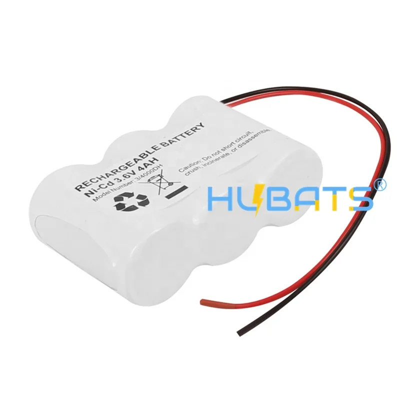 Nickel Cadmium Battery 3.6V 4000mAh NiCd Pack for Emergency Light 4AH D Size Rechargeable Cell Batteries