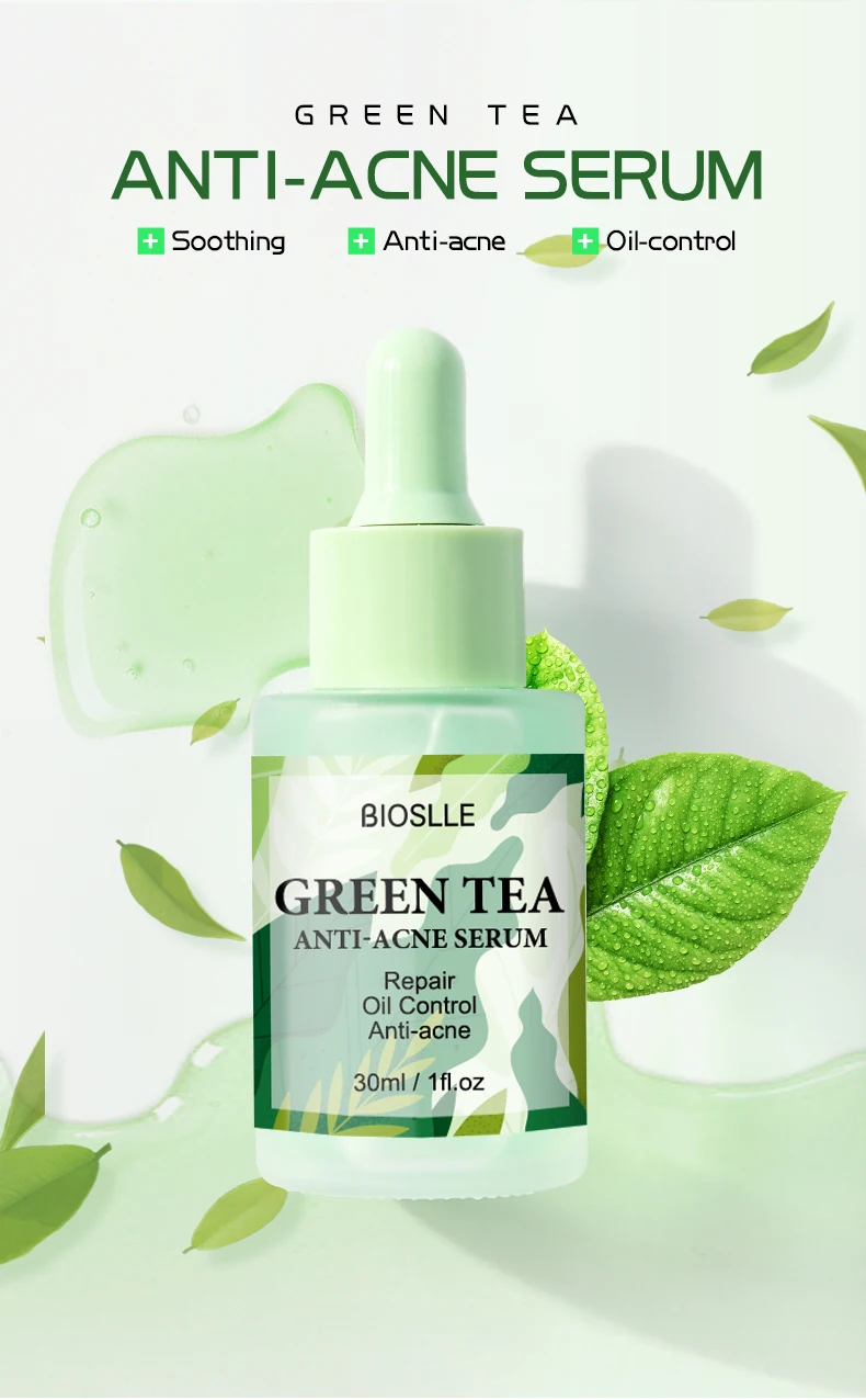 BIOSLLE Green Tea Oil Control Pore Shrink Face Serum Whitening Remove Dark Spots Improve Acne Blackheads Dry Skin Care Korean Co