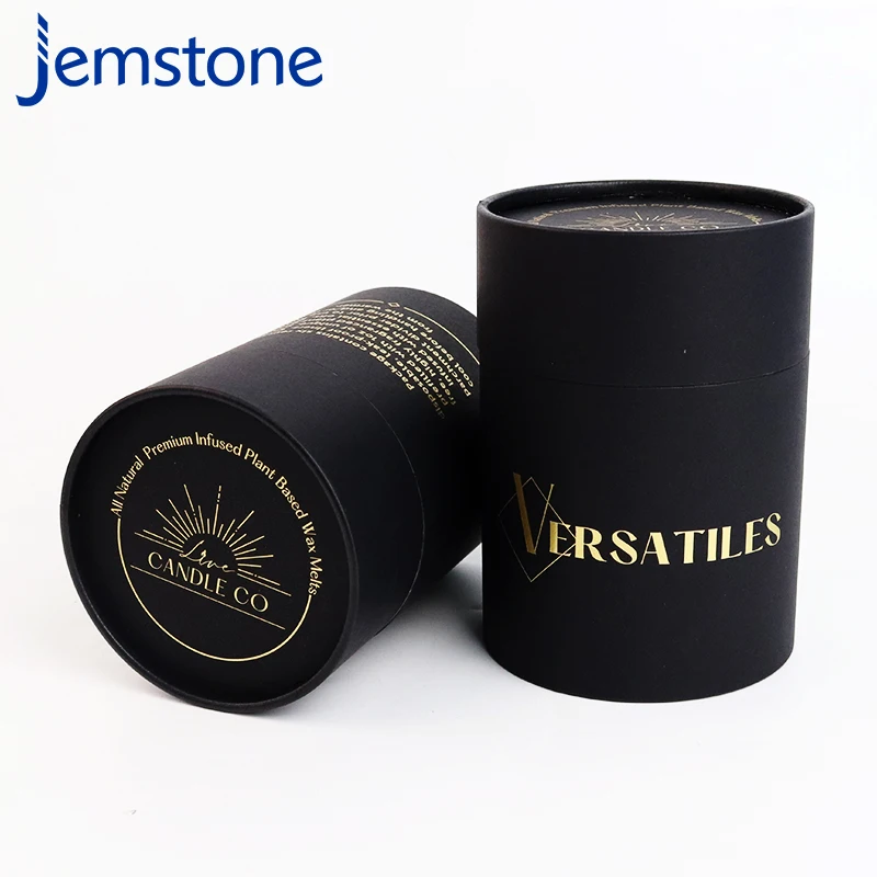 Custom Logo Biodegradable Coffee Tea Cylinder Round Tube Food Grade black Cardboard cosmetic jar cardboard box for cosmetics