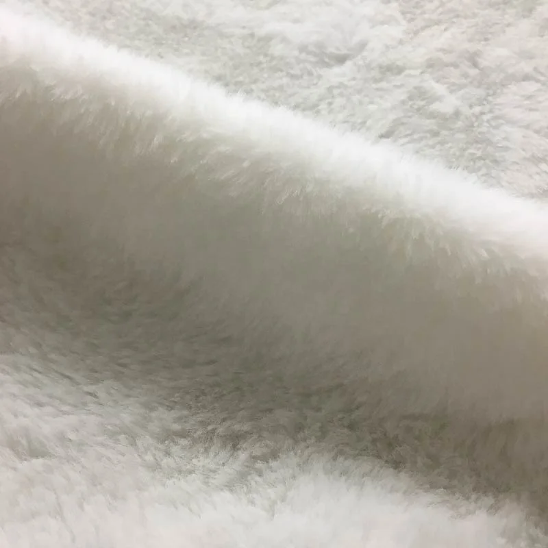 Solid color dyed white long hair 10mm artificial synthetic faux rabbit fur plush fabrics