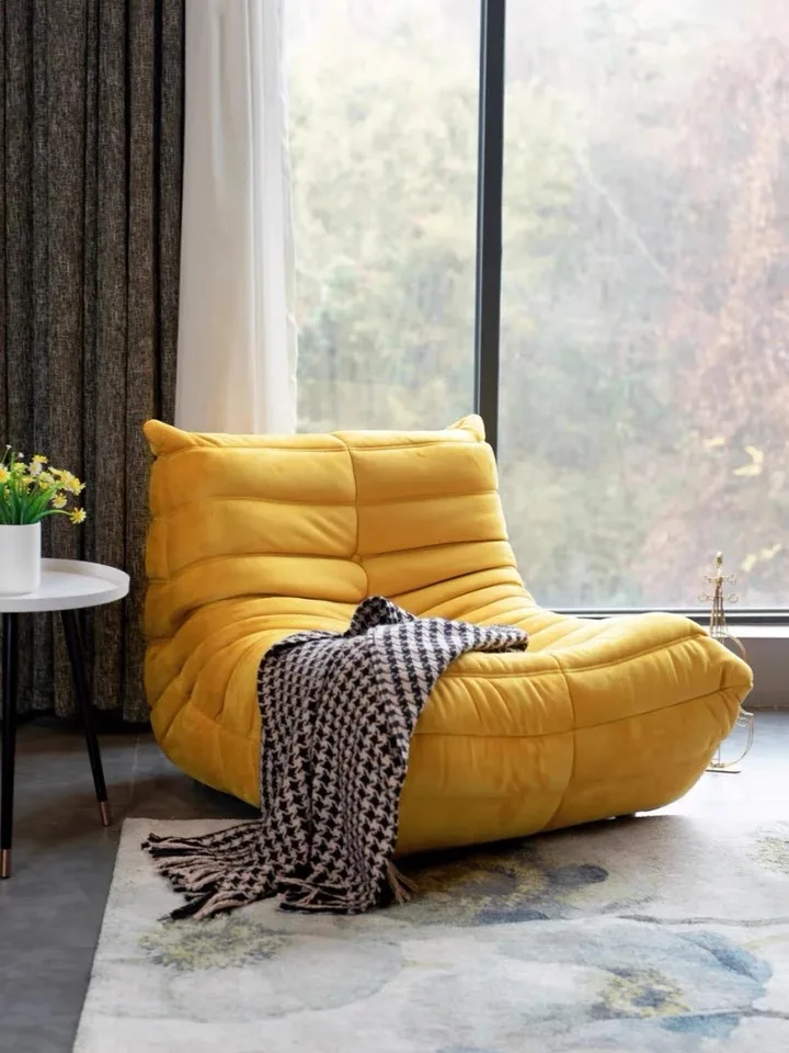 Comfortable and practical design high-density sponge filling simulation microfiber leather floor leisure chair