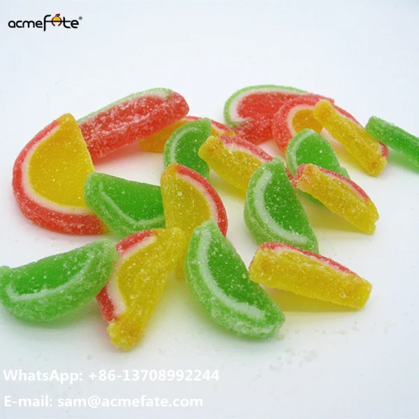 Natural color fruit sour jelly slice candy watermelon slice candy