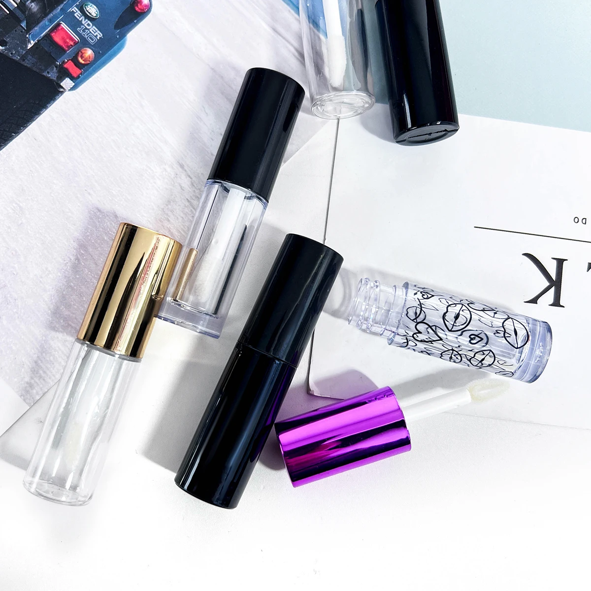 Empty 2.5ml Unique Custom Lip Gloss Tube/Lipstick Balm Container with Heat Transfer logo