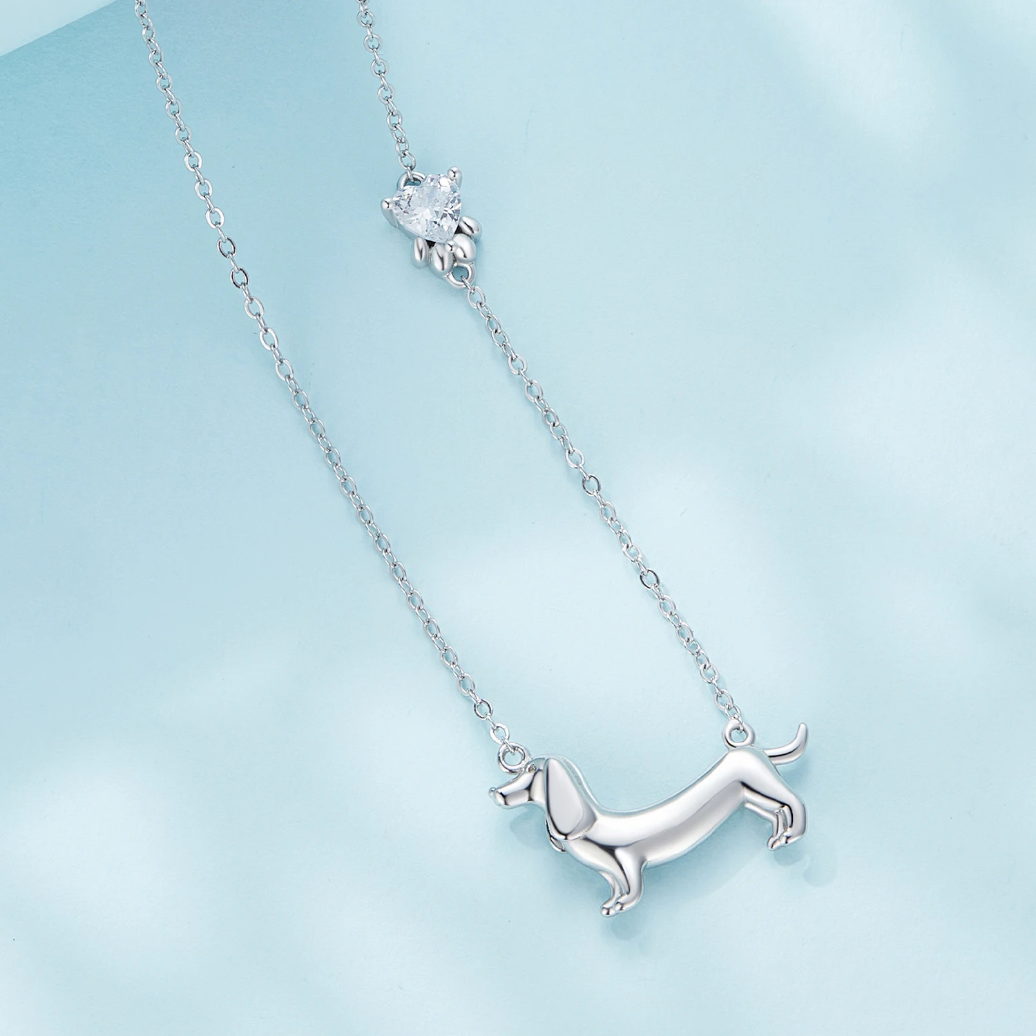 s925 Silver Dachshund Necklace Simple Design Animal Puppy Clavicle Chain Jewelry bracelet jewelry set