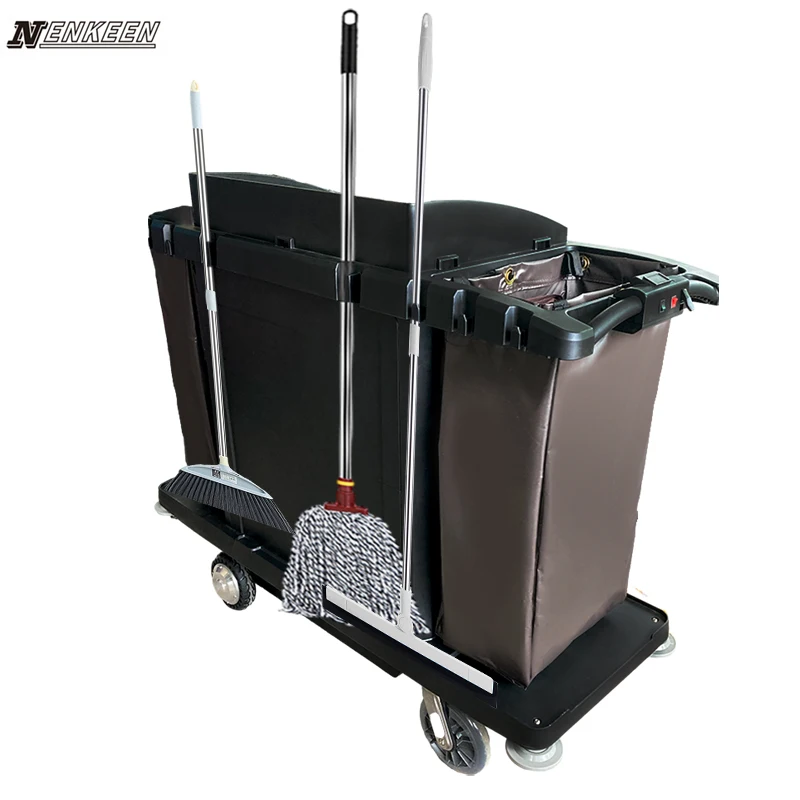 Custom Powered Housekeeping Cart OEM Heavy Duty Electric Cleaning Cart Hotel Room Maid Trolley
