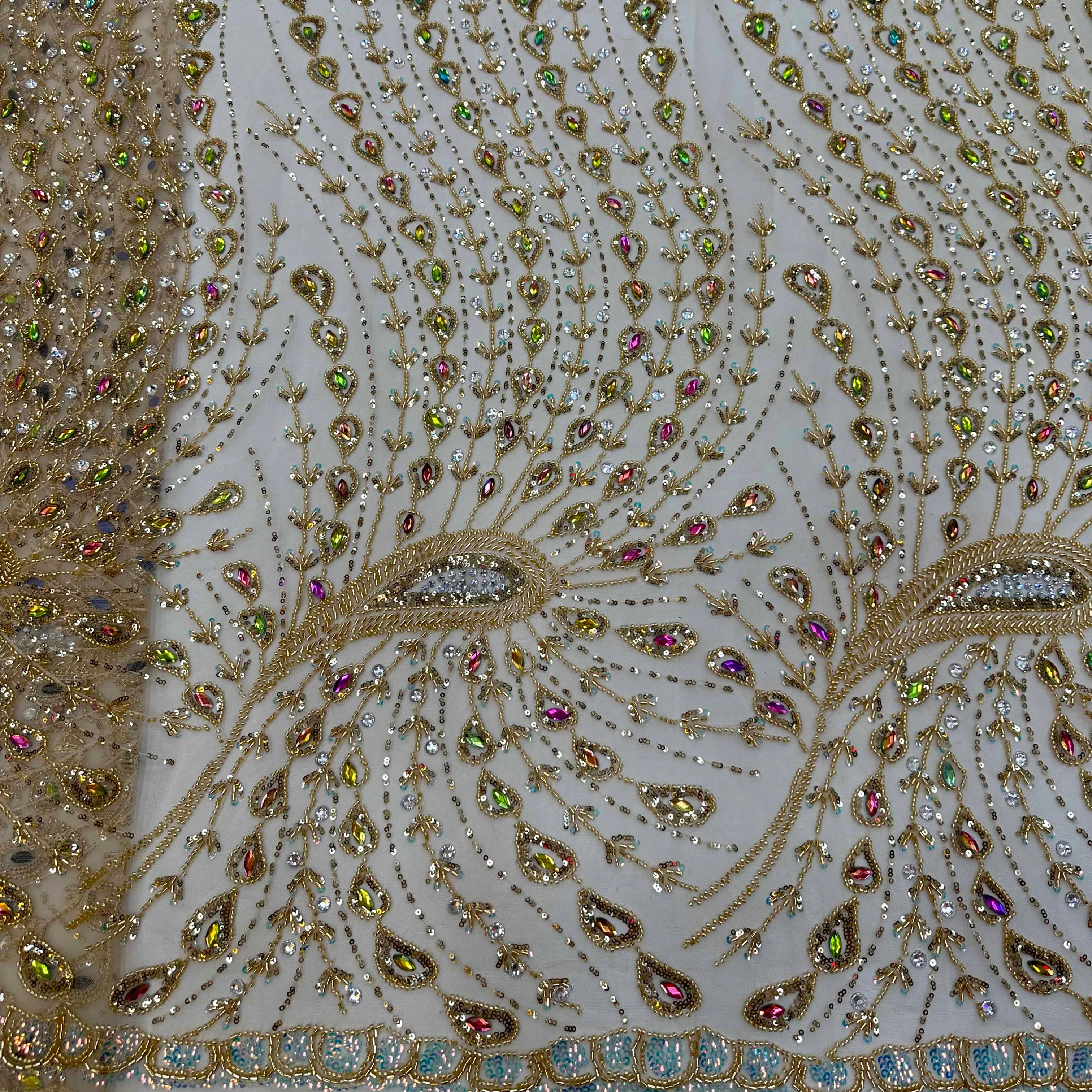 Black and gold african bridal lace fabric