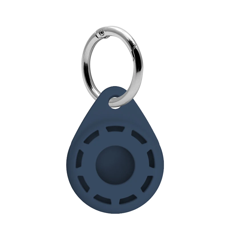 
high quality one side faces and hollow pattern airtag silicone case with key ring for airtag 