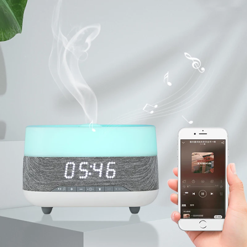 Diffuser Machine Alarm Clock Wifi Aroma Time Week Temperature Weather Displayed Led Colour Changing Aroma Diffuser with Music