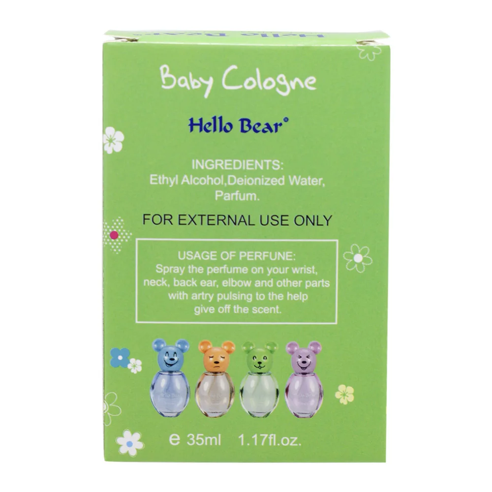 35ml wholesale private label 4 colors transparent Mild Fragrance mini cute bear shape baby perfume with glass bottle