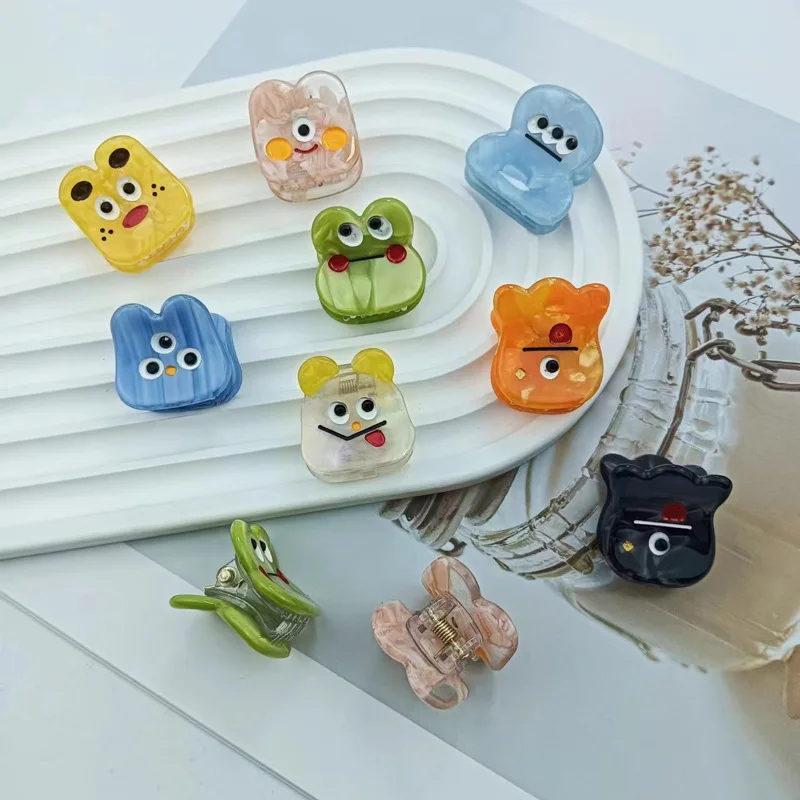 YIYI Cartoon Monster Hairgrips Mini Acetate Hair Claw Clamp Cute Mix Color Small Size Acetate Hairgrips For Bangs