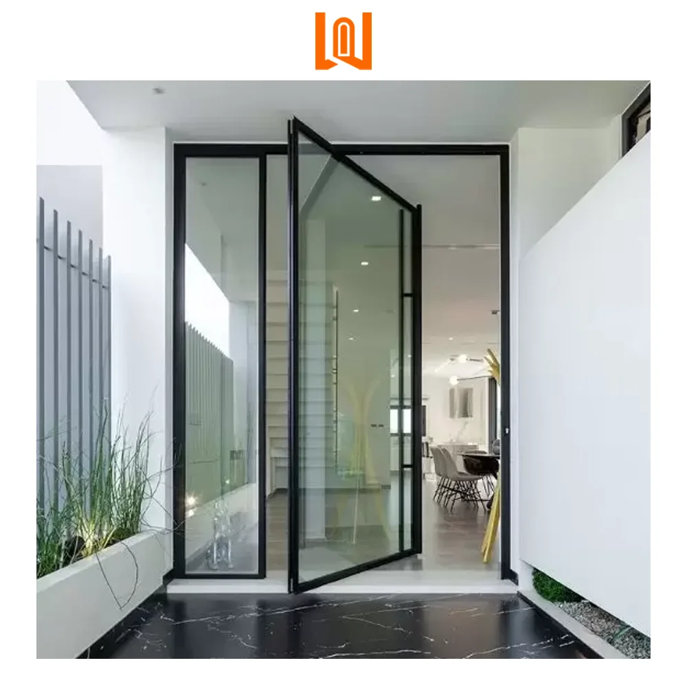 WANJIA factory customized partition glass pivot door aluminum pivot door casement door